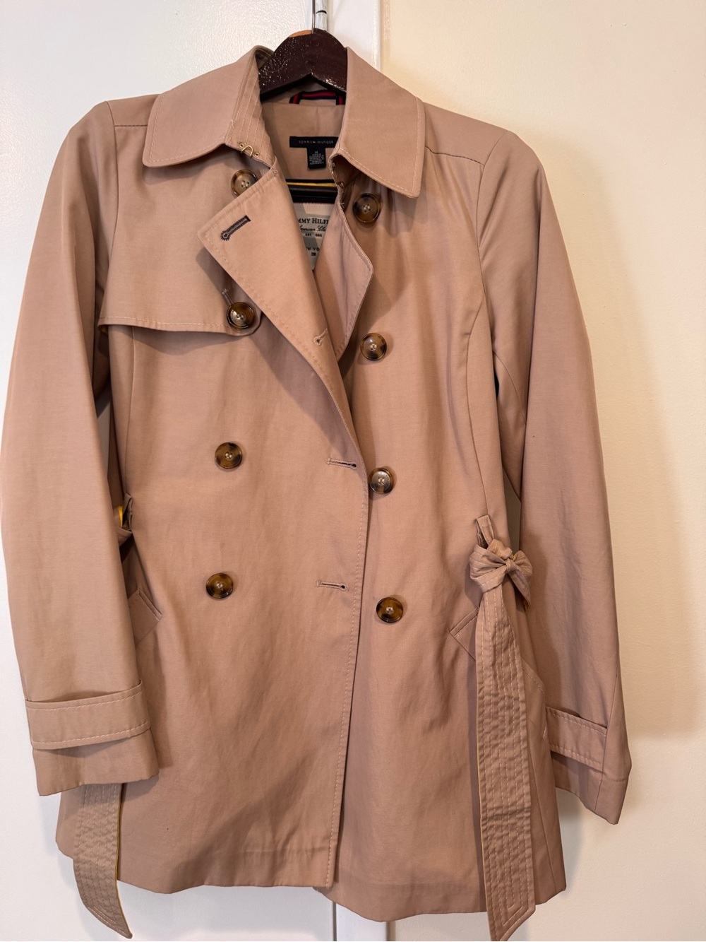 Tommy Hilfiger Women's Tan Double-Breasted Trench Coat